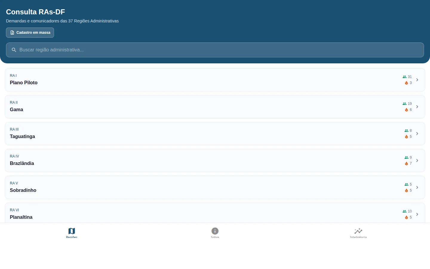 Interface do Consulta RAs